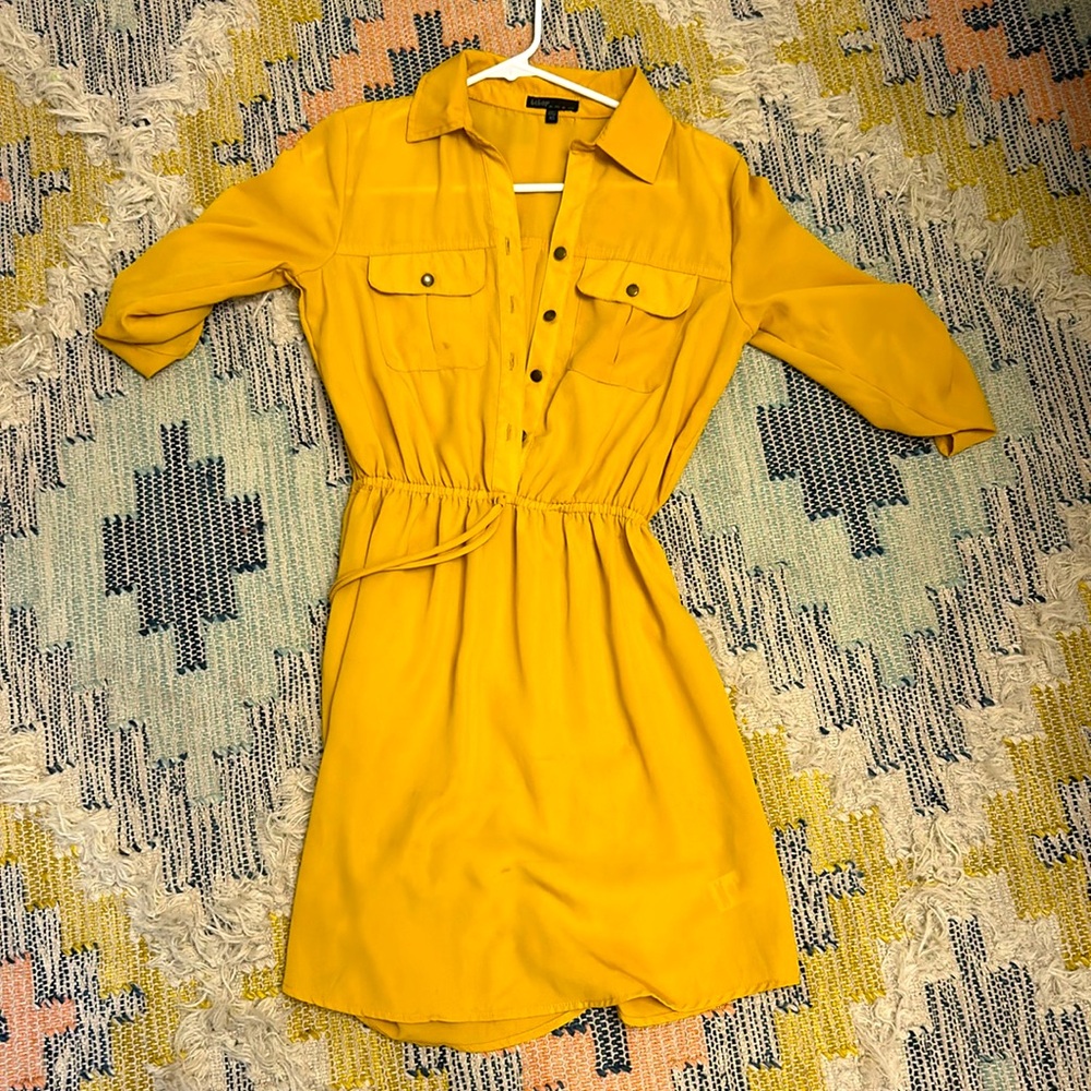 Yellow button up dress